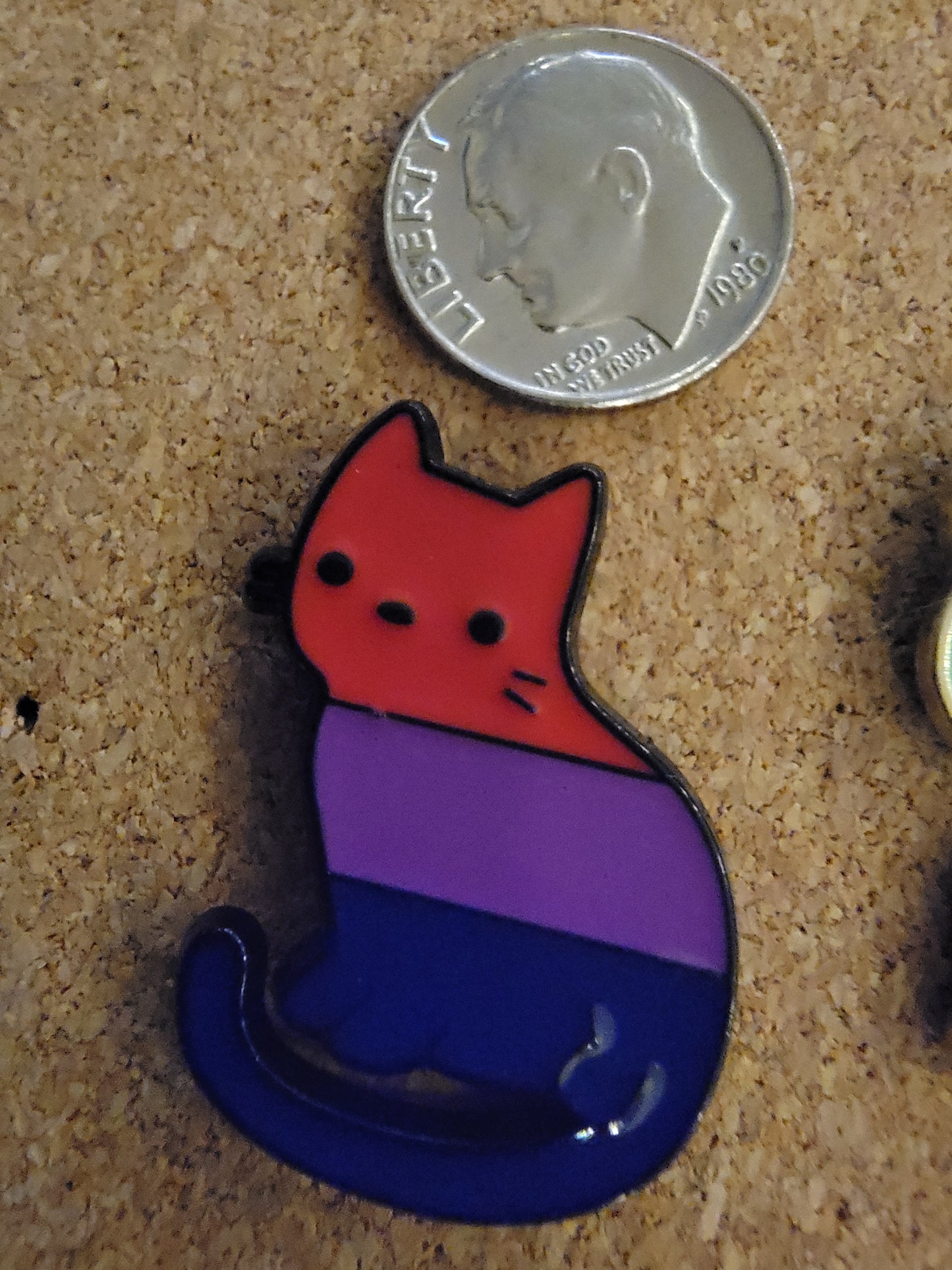 Bi Flag Cat Pin