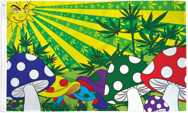 Marijuana Mushroom 3x5 Flag