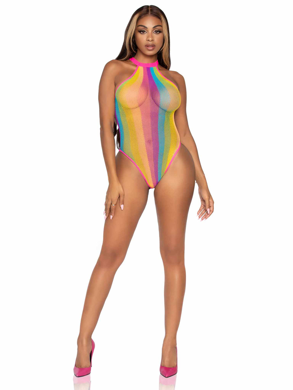 Fishnet Rainbow Body Suit