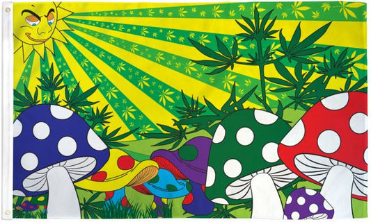 Marijuana Mushroom 3x5 Flag