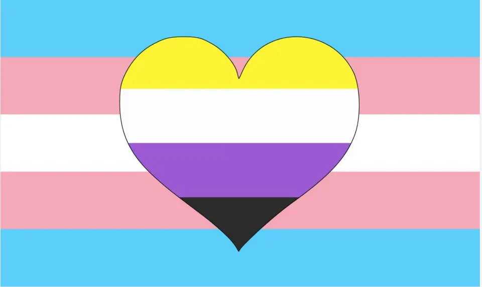Transgender with Non-Binary Heart 3x5 Flag