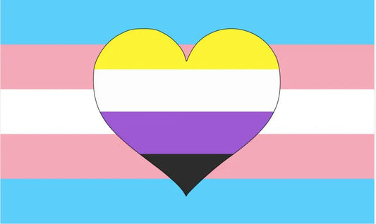 Transgender with Non-Binary Heart 3x5 Flag