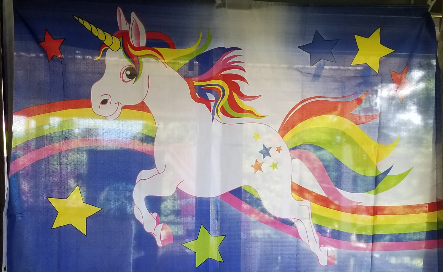 Unicorn Blue with Rainbow 3x5 flag