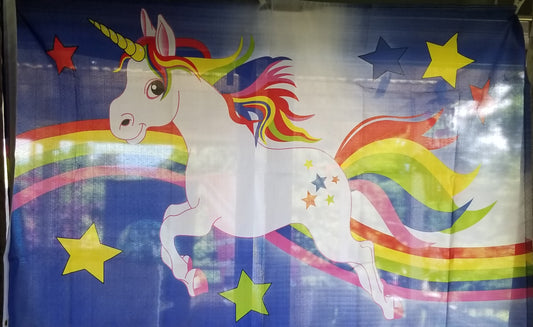 Unicorn Blue with Rainbow 3x5 flag